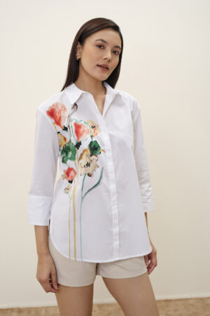 leona printed white shirt