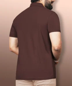 vebnor men solid polo neck polyester brown t shirt