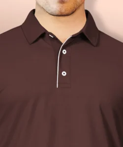 vebnor men solid polo neck polyester brown t shirt