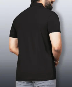 vebnor men solid polo neck polyester black t shirt