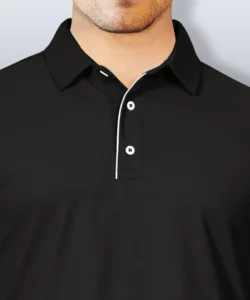 vebnor men solid polo neck polyester black t shirt