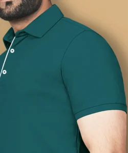 vebnor men solid polo neck polyester green t shirt