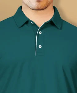 vebnor men solid polo neck polyester green t shirt