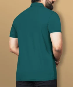 vebnor men solid polo neck polyester green t shirt